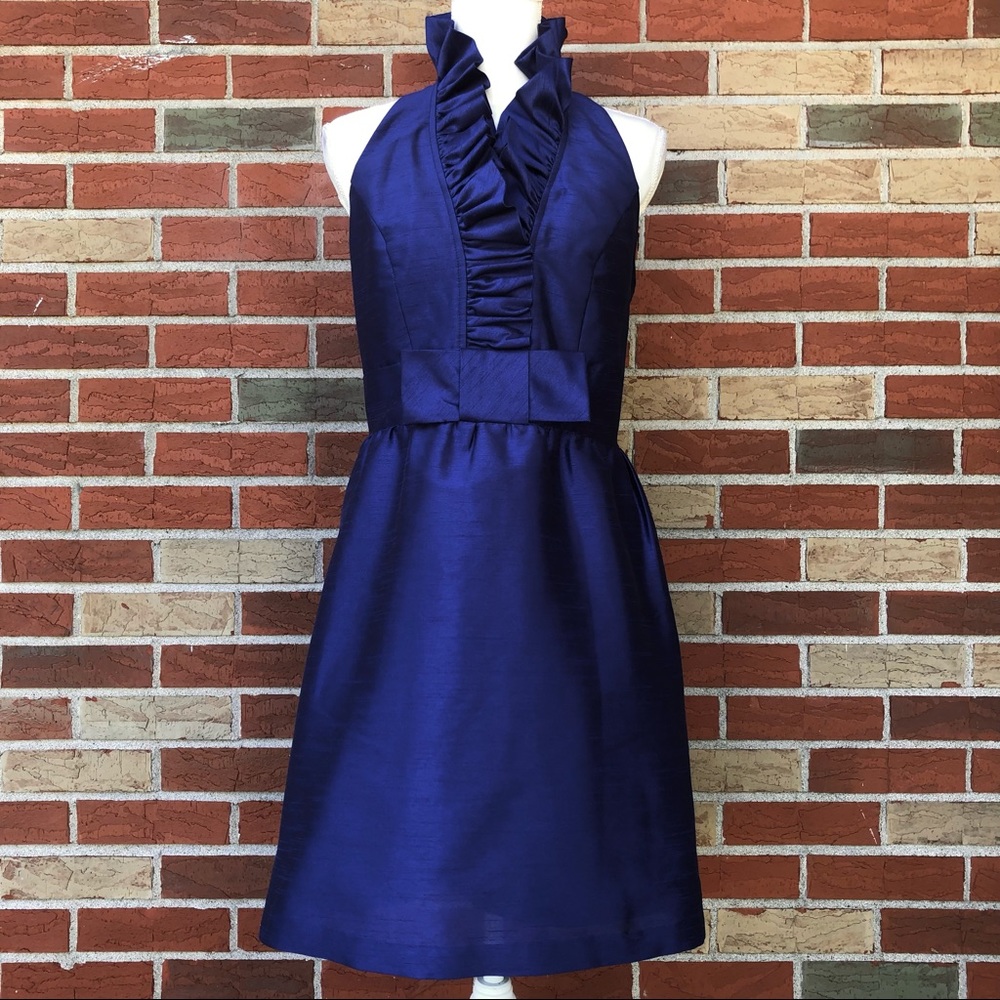 💙 ALFRED SUNG Ruffled Halter Dress